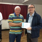Bert Whittlestone receiving his Best Mono Print certificate.