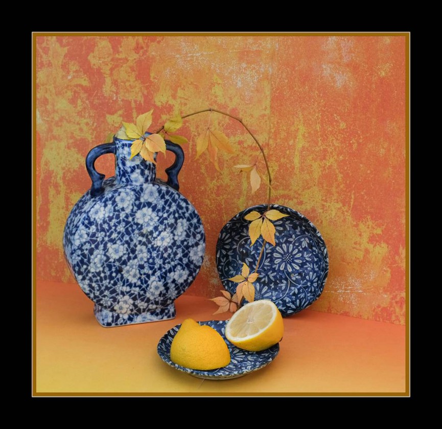 Digital Colour and overall competition Winner - Blue Ceramics with Lemon by Irene Drummond